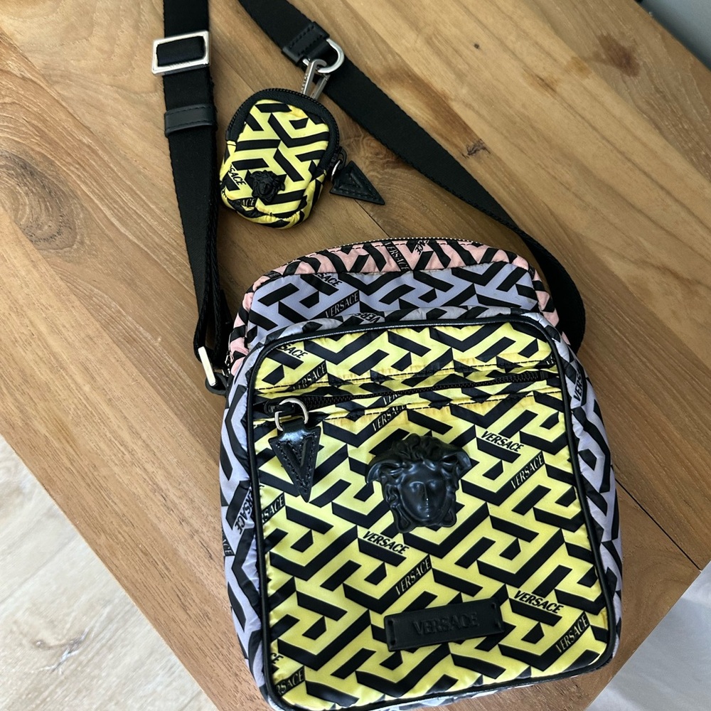 Versace nylon La Medusa Greca crossbody multi color bag